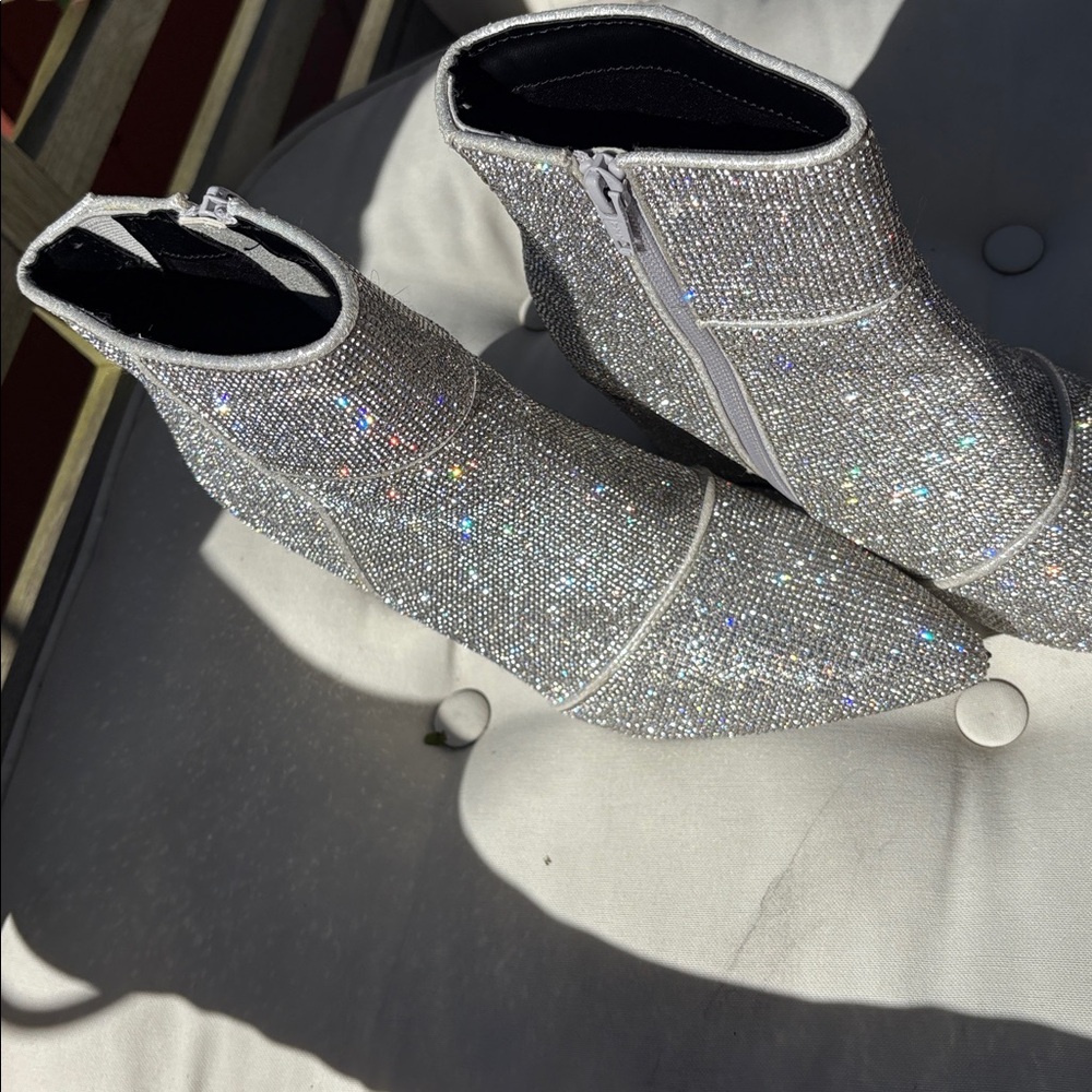 RHINESTONES A New Day Rhinestone Ankle Booties with BLOCK HEEL- NWOT - Picture 4 of 9
